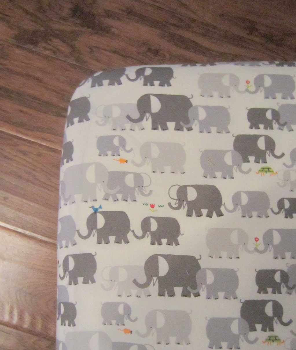 Elephant Crib Sheet Organic Baby Bedding / Mini Crib by Babiease