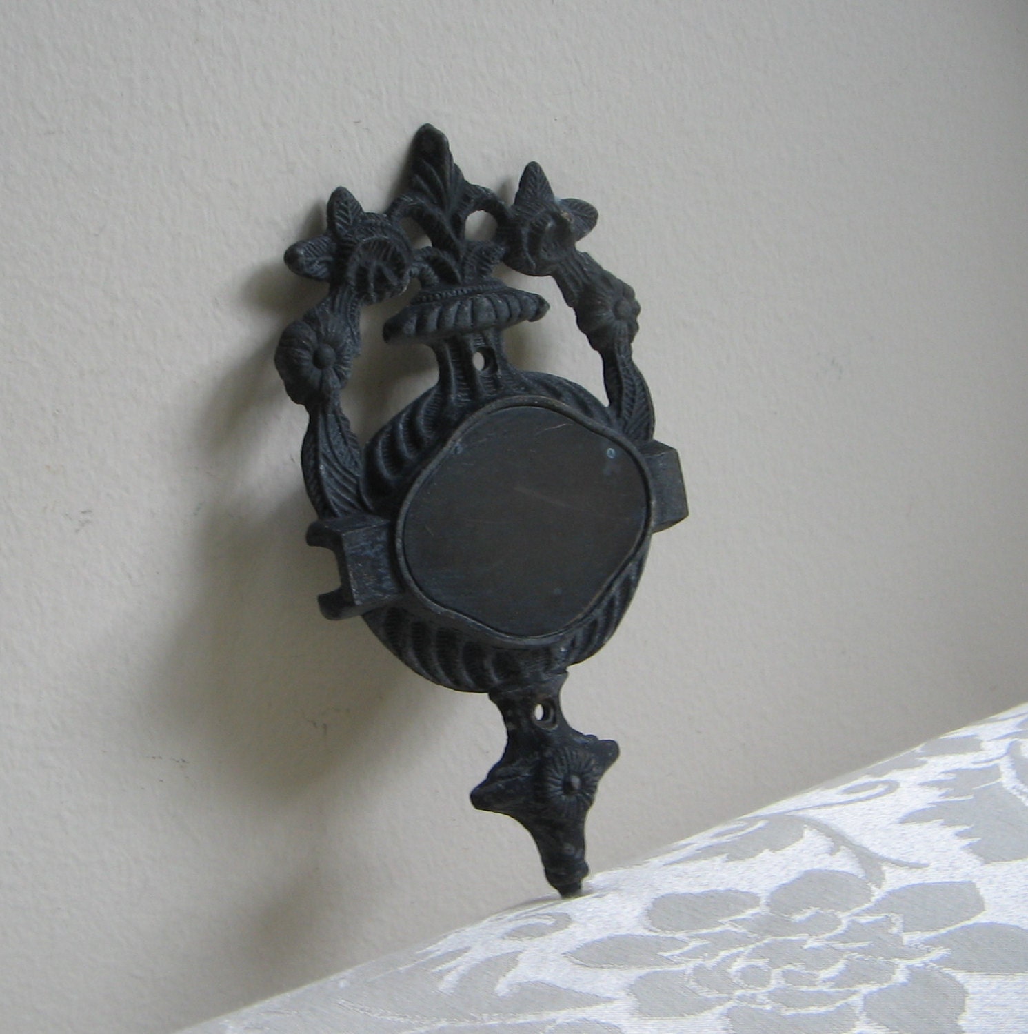 Vintage Cast Iron Door Knocker Plate Black Metal Architectural