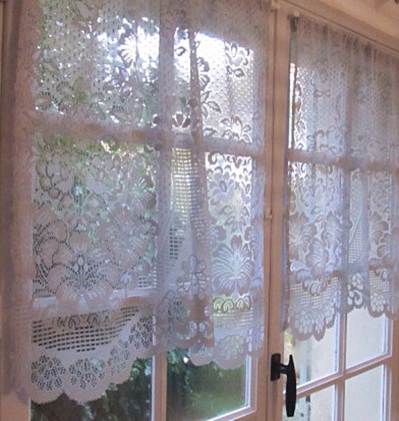 Grey Curtains Kitchen Cafe Curtains Lace by HatchedinFrance