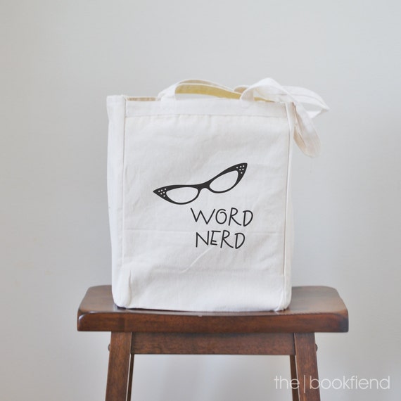 word nerd canvas book tote bag