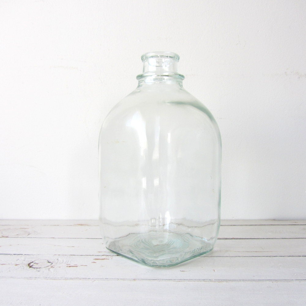 Vintage / Clear Glass Gallon Milk Jug by TintedVintage on Etsy