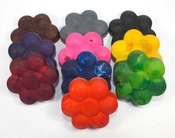 Flower Shaped Recycled Crayons - back to school, school supply, upcycle, party favor, princess party