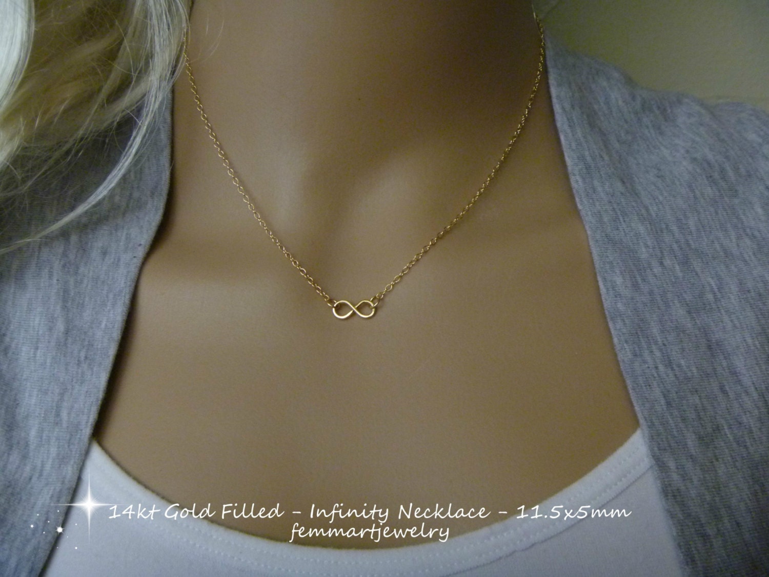 14k Gold Filled Infinity Necklace Bridesmaid by FemmartJewelry