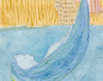 Soul intrudors - Original watercolour painting, art brut, outsider art. Small gift for special friend