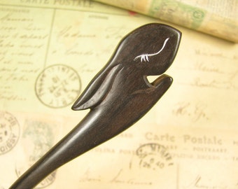 Ebony Wood Hair Stick - Chinese Zodiac - Rabbit