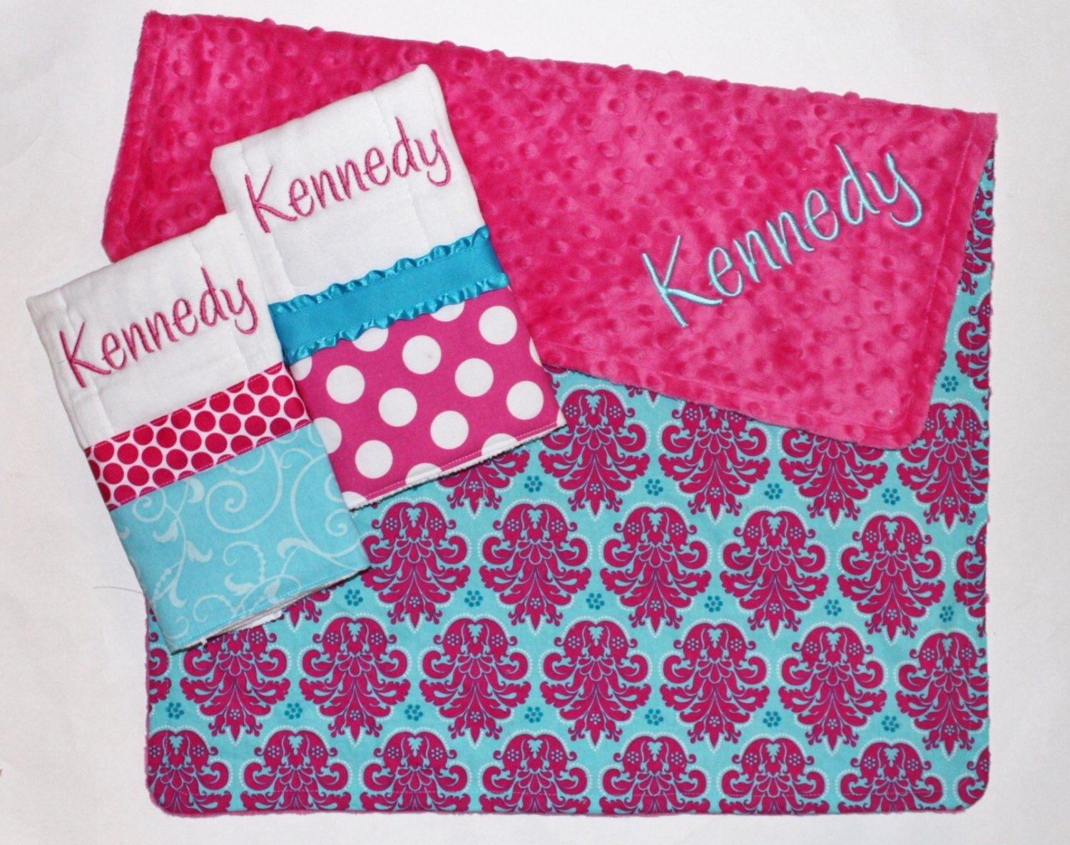 PERSONALIZED Baby Girl Blanket PLUS 2 by firstcrushdesigns on Etsy