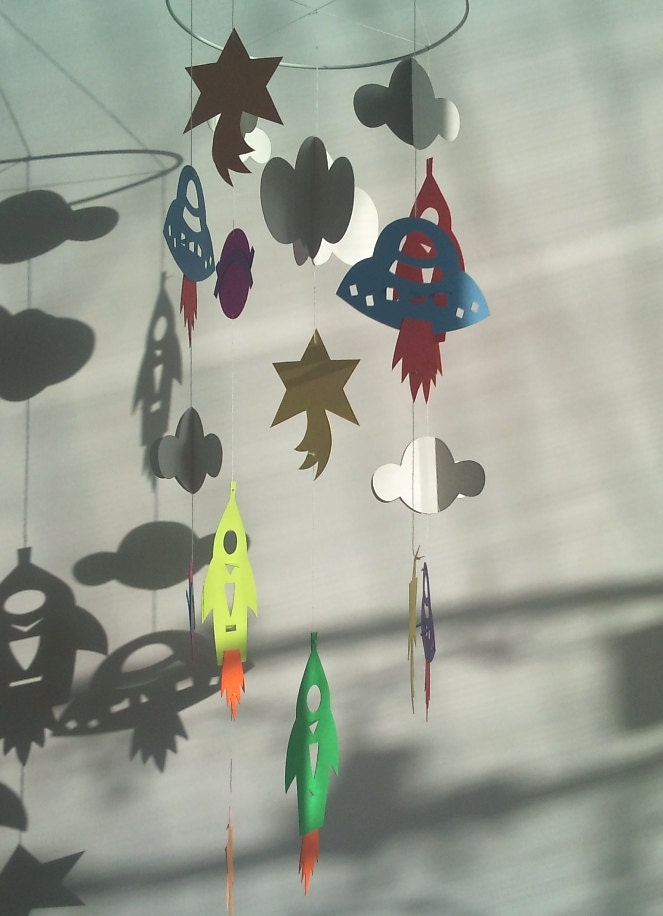 Cardboard space nursery mobile