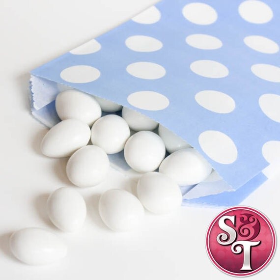 Dot Medium Blue Goodie Favor Treat Bags - Qty 12 Il_570xn