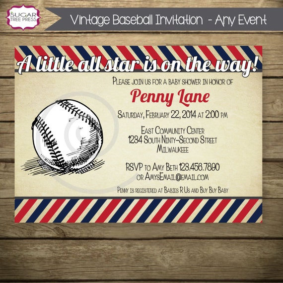 Vintage Sports Baby Shower Invitations 3