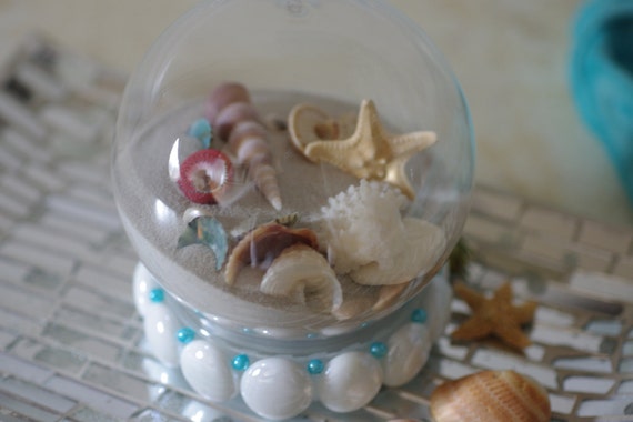 Beach Sand Globe Snow Globe Holiday Beach Decor White