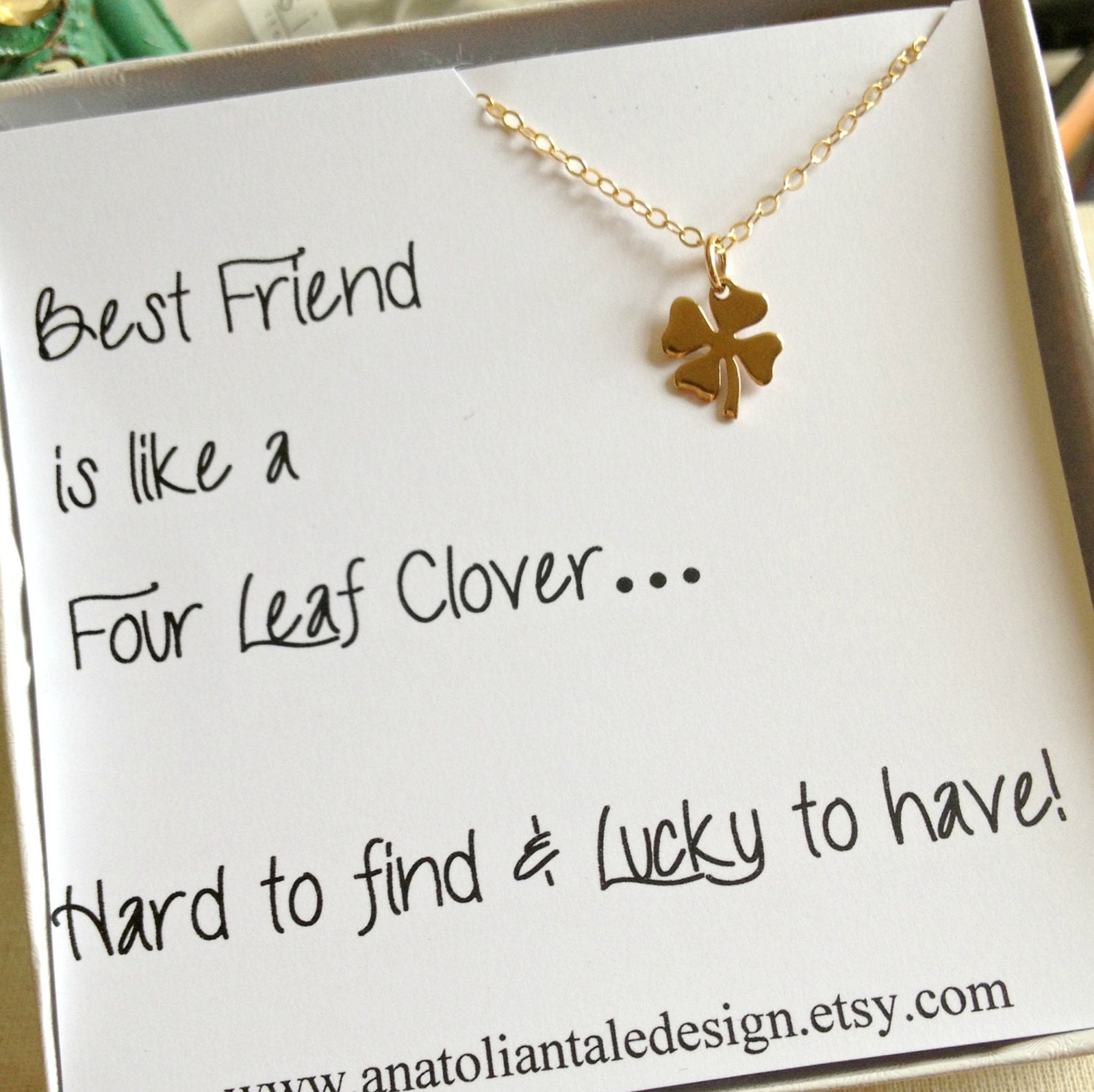 Four Leaf Clover Necklace Best Friend Gift by ...