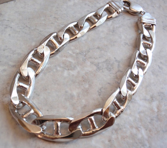 Sterling Silver Anchor Chain Bracelet Heavy Men's Jewelry