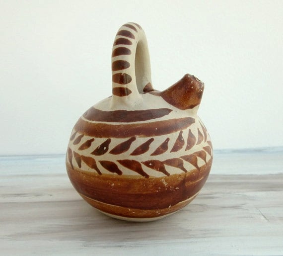 Vintage Clay Pottery Pitcher Jug Primitive by prayerfeather