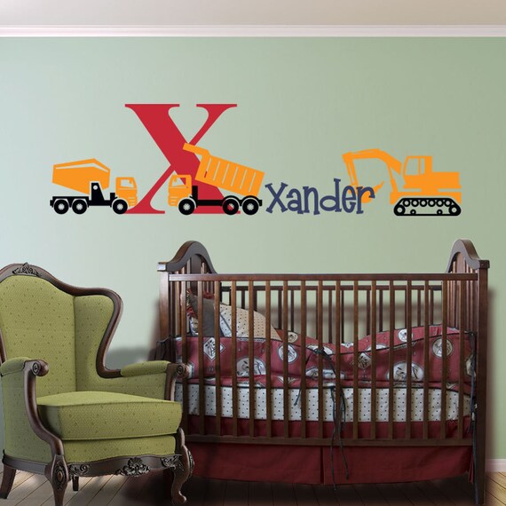 Construction Theme personalized name decals Vinyl Wall Decal