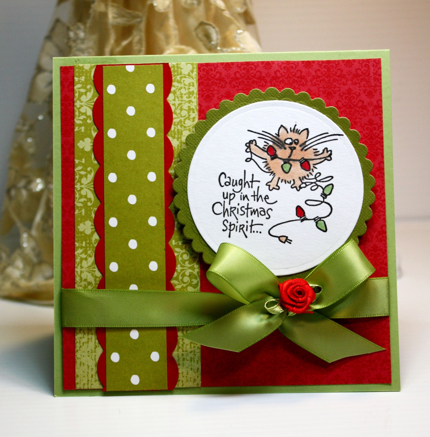 Christmas Card Handmade Greeting Card Caught Up by CardInspired