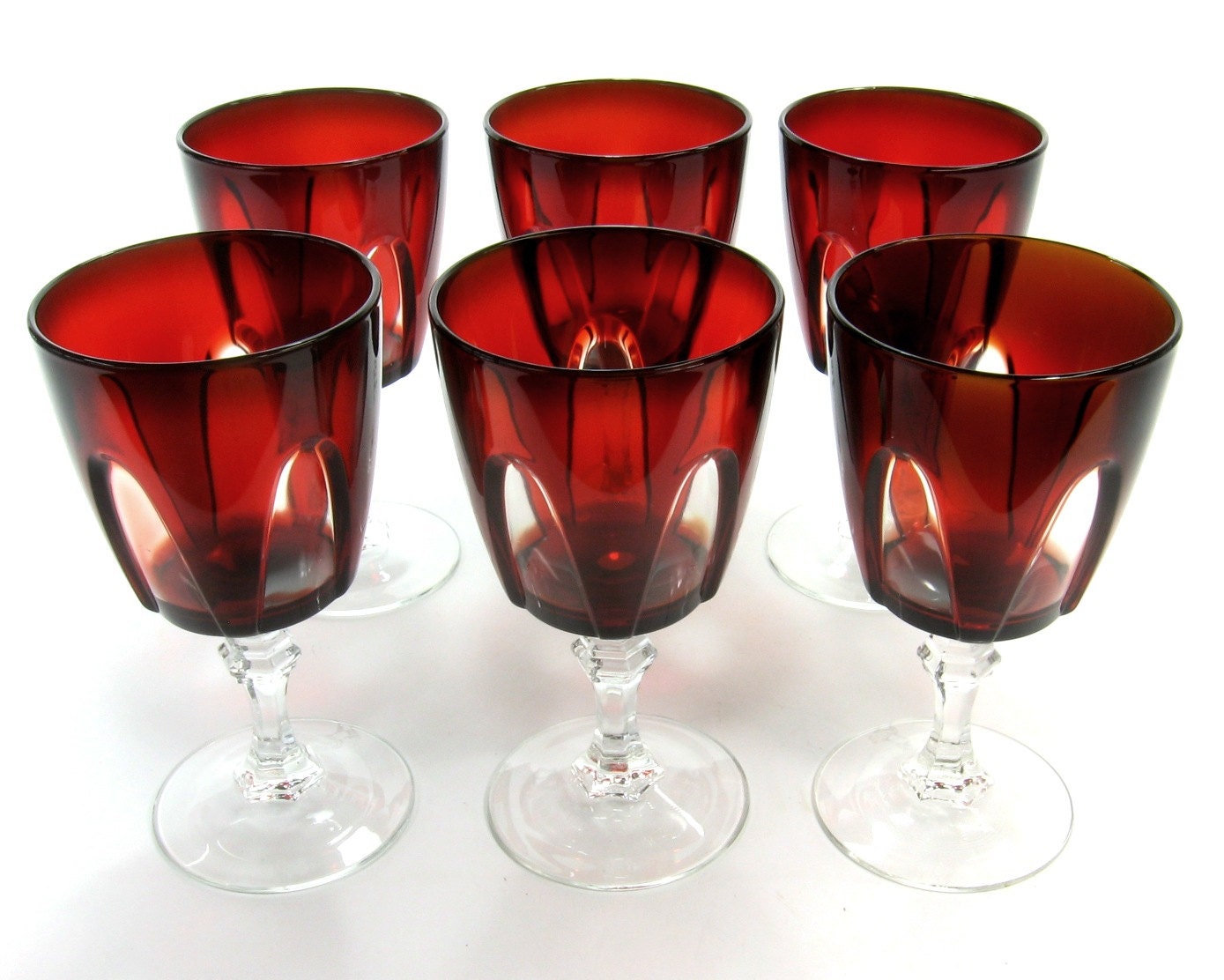 Garnet Color Ruby Red Wine Glasses Delicate Glass Elegant