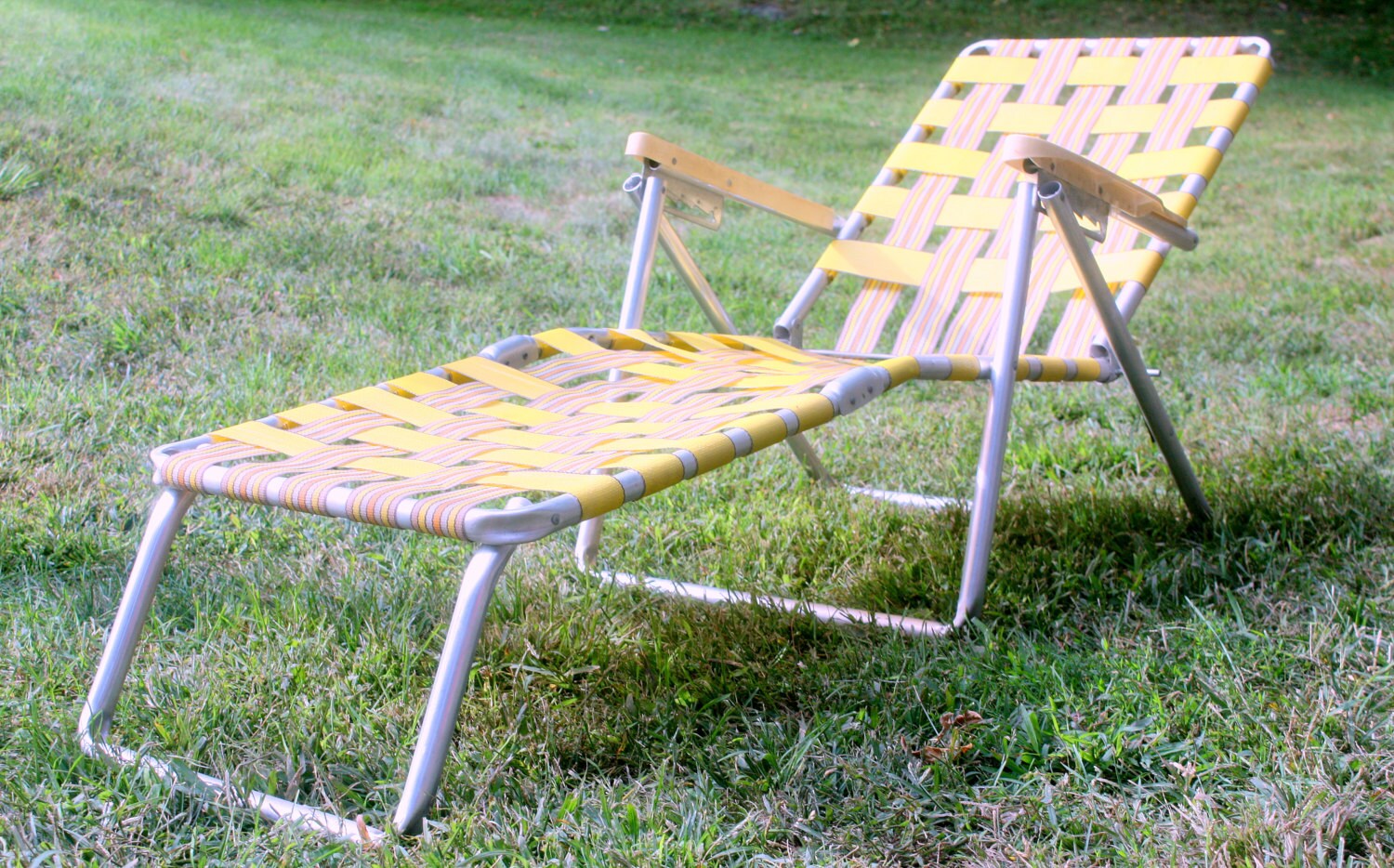 Vintage Aluminum Folding Chaise Lounge Chair Retro by OneDecember