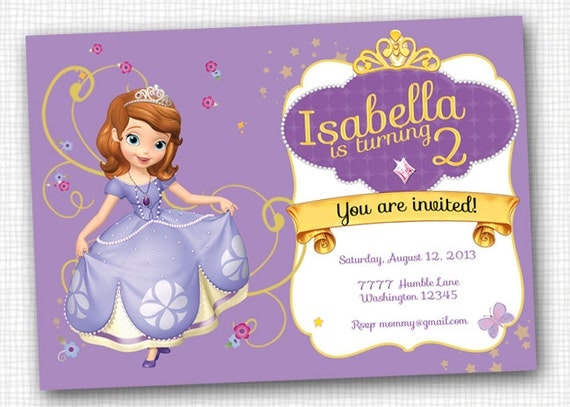 Items similar to Sofia the First Invitation - PRINTABLE on Etsy