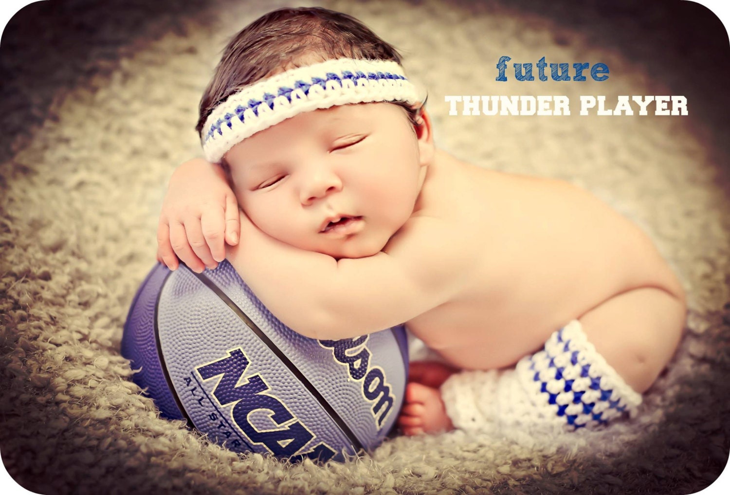Newborn Baby Photo Prop Basketball Headband and Leg by MitziKnitz