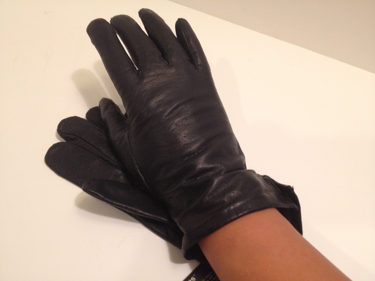 Vintage Black Leather Gloves by Fownes Size 7