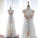 April-Pink Peach Vintage Lace-Custom Empire Waist Chiffon Wedding dress gown-Made to order