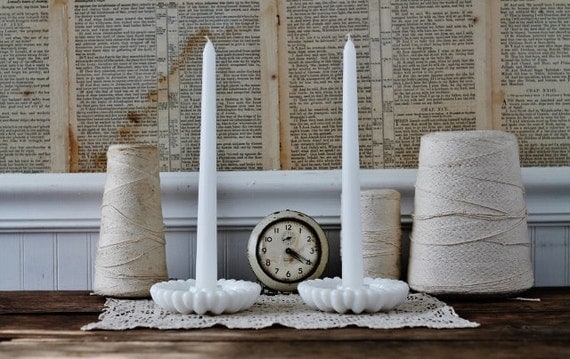 Vintage Milk Glass Candle Holders