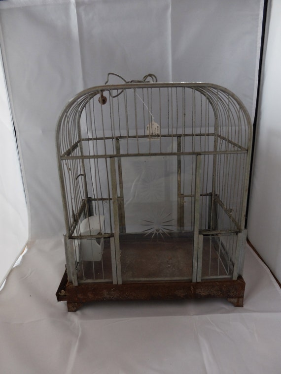 Vintage/ Antique Art Deco Glass Bird Cage