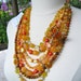 Statement Necklace, Layered Necklace, Multistrand Necklace, Vintage Necklace, Vintage Enamel Butterfly, Honey Brown - SALE - Magical Monarch