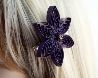 Purple Hair Clip, Amethyst Hair Flower, Purple Wedding Hair Accessory