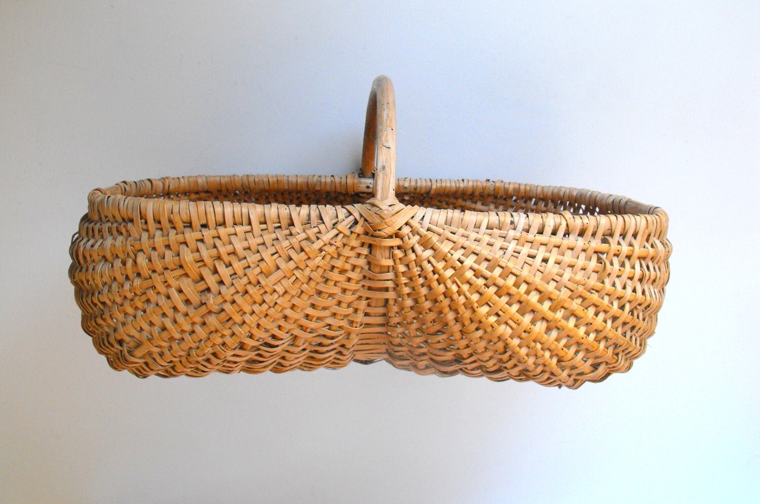 French Handmade Basket Vintage Gathering Basket