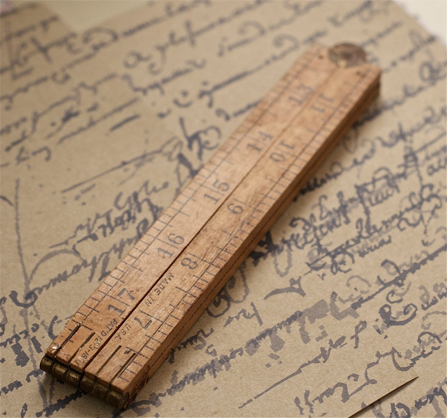 Wooden Folding Ruler Yardstick Tape Measure Rustic Country