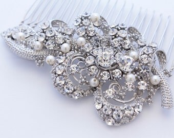 Vintage Inspired Pearls bridal hair comb, Swarovski pearl hair comb, wedding hair comb, bridal hair accessories, wedding hair accessories