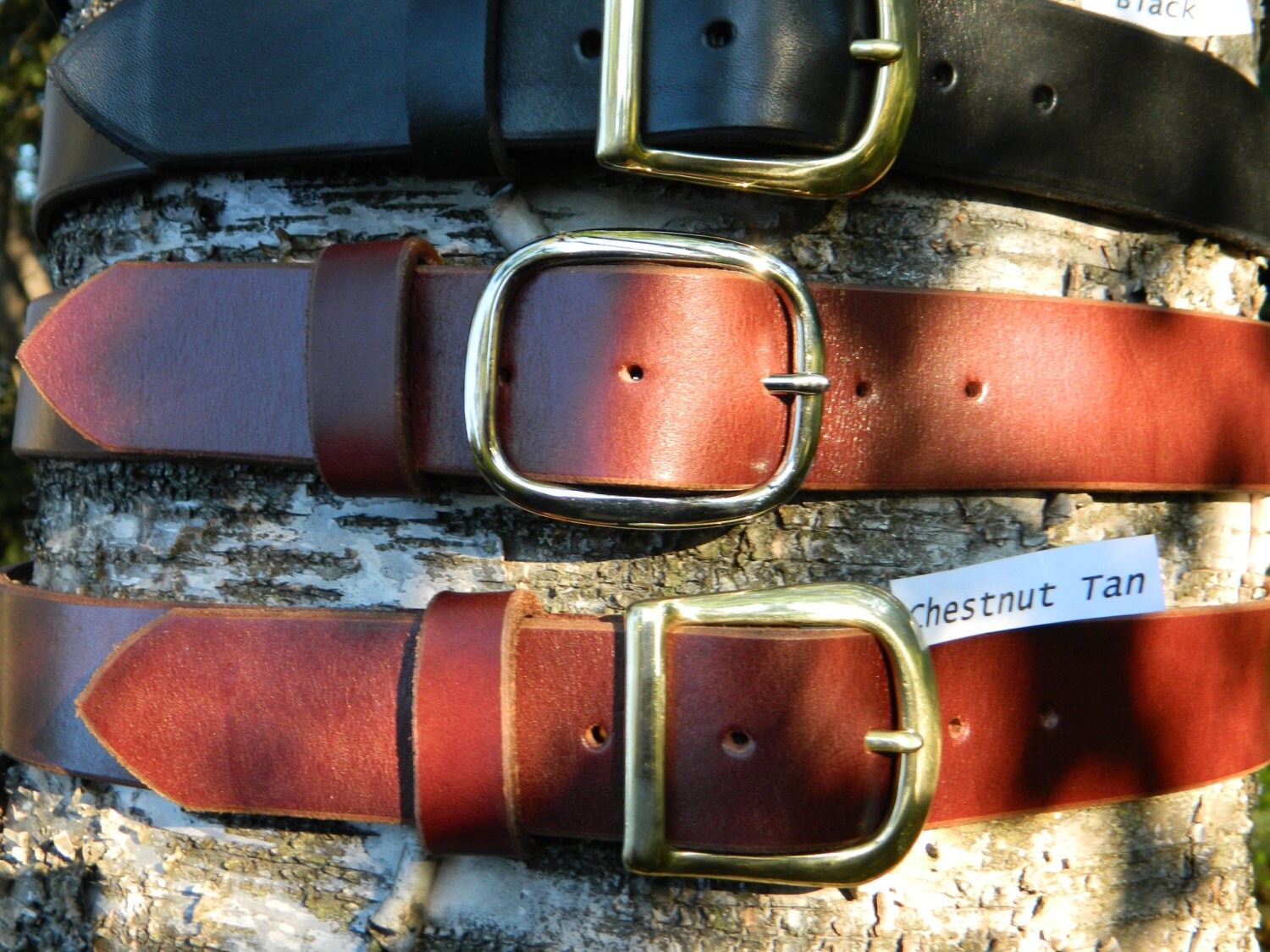 Handmade Thick Leather Belt Men's Women's 1 1/2