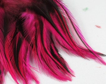 Feathers pink badger saddle rooster feathers QTY 50 3 5 inches craft feathers laced hen