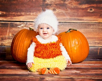 6-9 month Candy Corn Costume, halloween costume, infant costume, infant photo prop, infant halloween costume, shower gift
