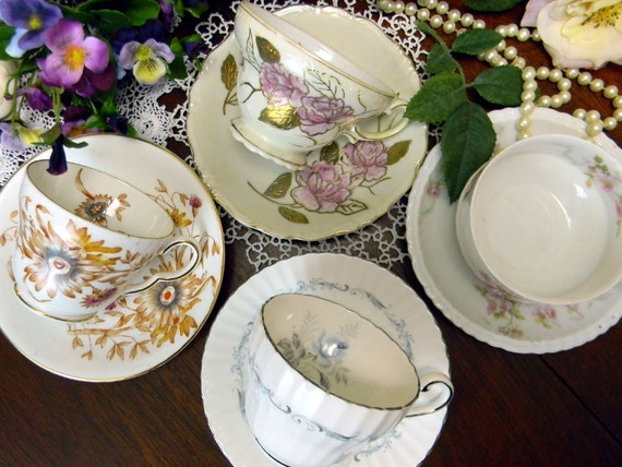 wedding Party  or  Cups and cups   Matching saucers Wedding Tea and Vintage Saucers Bulk   Lot for vintage