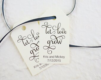 Let Love Grow Tag, Wedding Favor, Seed Bomb, Bridal Shower Favor, Watch Our Love Grow, Plant, Nature - Set of 25, 1.25 x 2.25 inches SAM