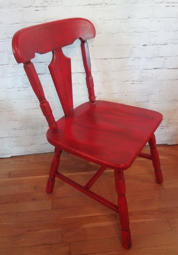 Shabby Chic Rustic Red Chair // Accent // Office // Kitchen