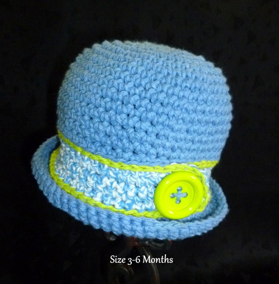 Baby Crochet Hat Baby Boy Hat Size 36 Months Baby Blue