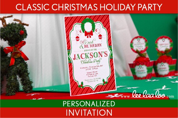 Classic Christmas Holiday Party Invitation Personalized Printable // Classic Christmas - H2Pa1 Il_570xn