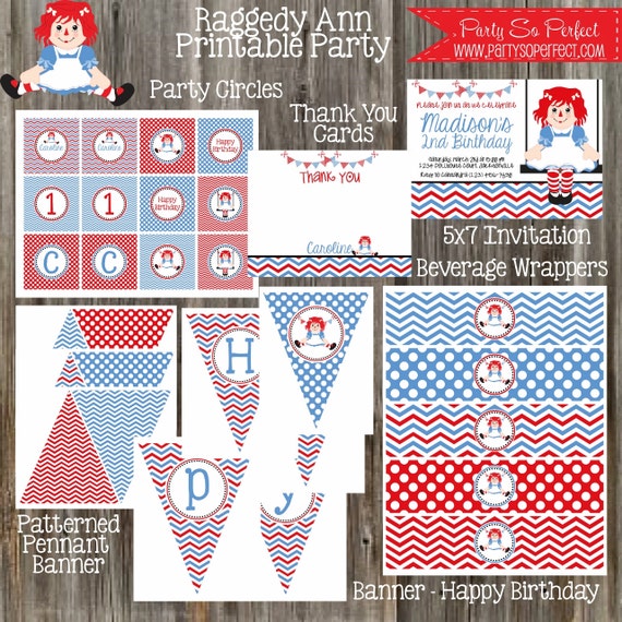 RAGGEDY ANN INSPIRED - Birthday Party Package - Girl Printable Il_570xn