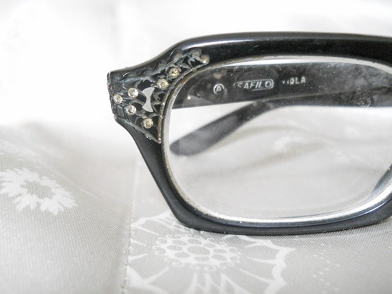 Rhinestone Eyeglasses 1960s Vintage by LunaJunctionVintage