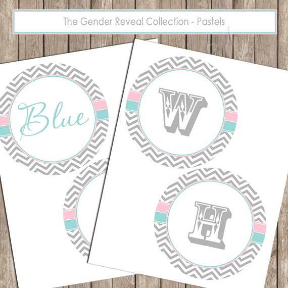 Banner - Gender Reveal Chevron Baby Shower Banner "Blue or Pink" - GenderReveal1 INSTANT DOWNLOAD Il_570xn