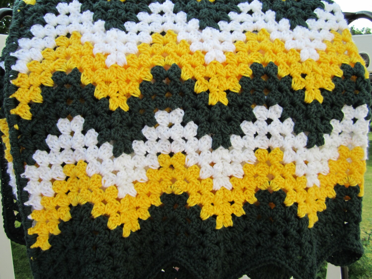 Green Bay Packers Cheesehead blanket afghan crochet ripple