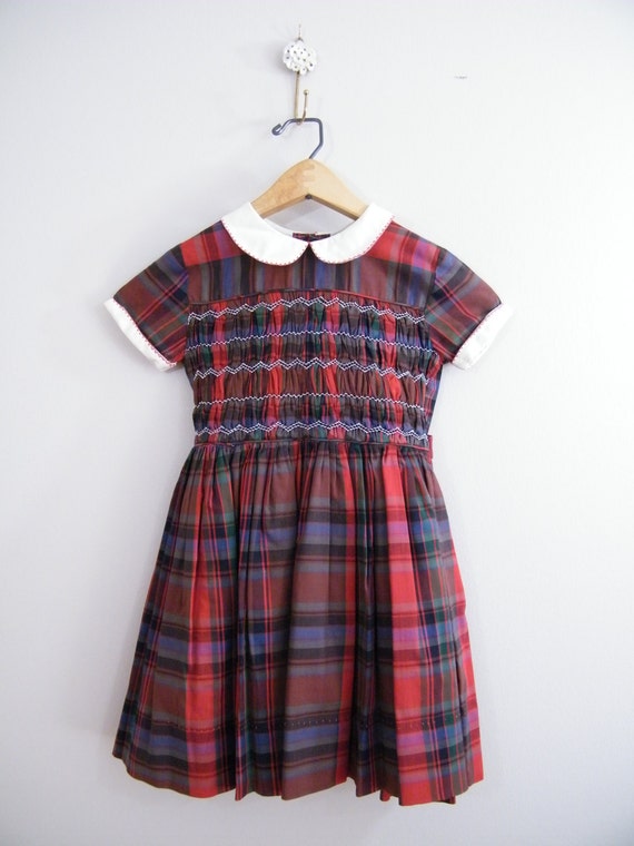 Vintage 1960s Girls Plaid Dress / Red by ThriftyVintageKitten