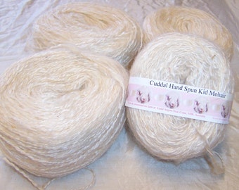 Hand spun Kid Mohair 8 ply yarn natural