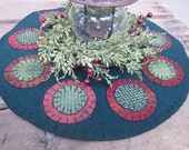 Wool penny rug, rustic Christmas colors