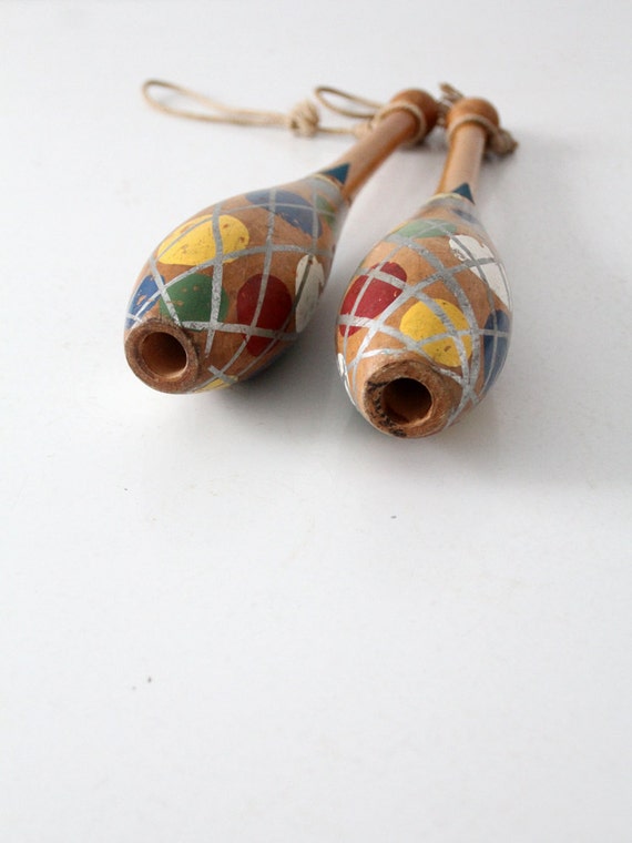 vintage juggling clubs / wood juggler's pins