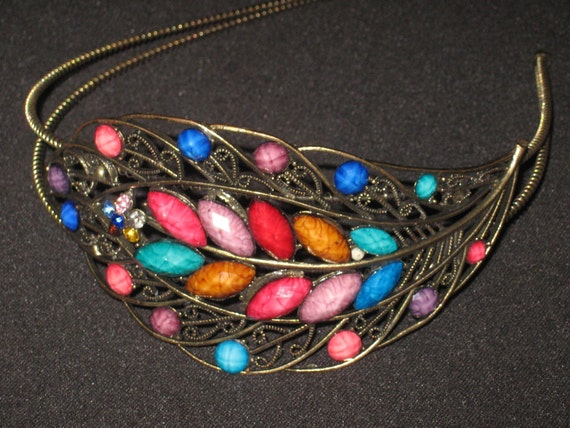 Multi-Colored Leaf Glass Headband