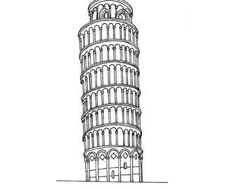 Items similar to Leaning Tower of Pisa, Europe, Italy, Vintage Black ...